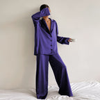 Satin Pyjama Set – Women's Luxury Long Sleeve Button-Up PJ Set