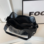 Women's Vegan Leather Shoulder Tote with Zip Pockets