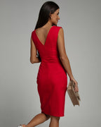 Fitted V-Neck Dress with Side Slit | Meave & Ivy