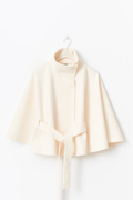 Women's Cape Coat with Belt & High Collar – Elegant Wrap Jacket