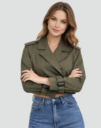 Short Cotton Trench Coat – Cropped Regular Fit
