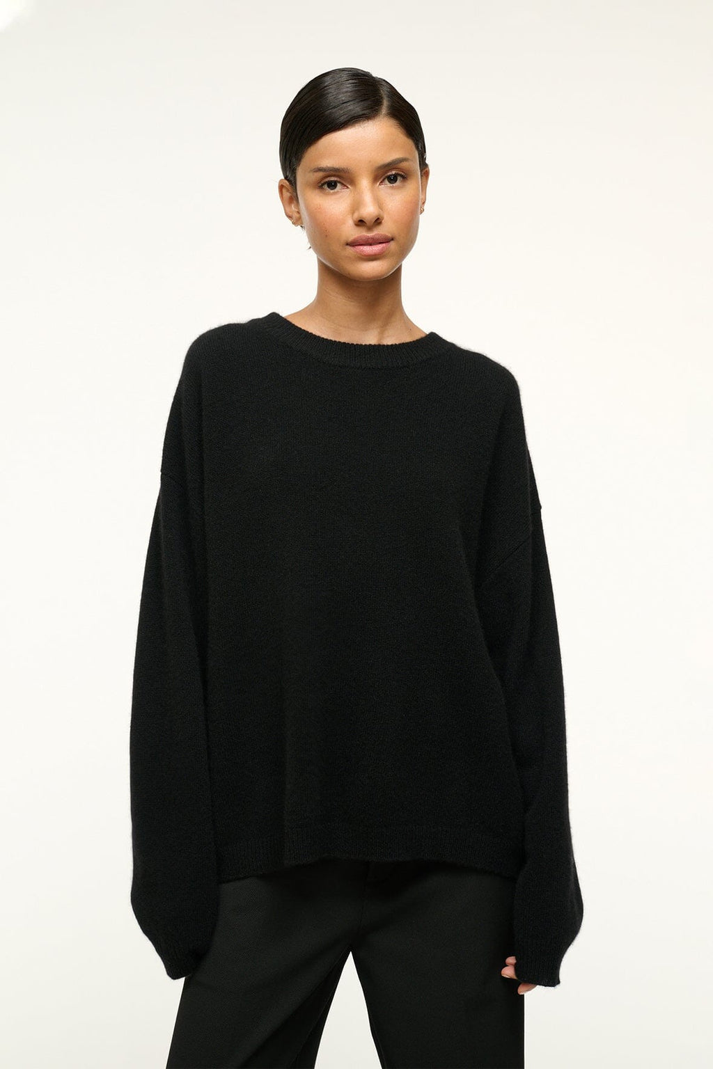 Relaxed Crew-Neck Knit Jumper - Soft Black