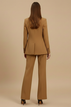 Women's Three-Piece Tailored Suit – Fitted Blazer Vest and Flared Trouser