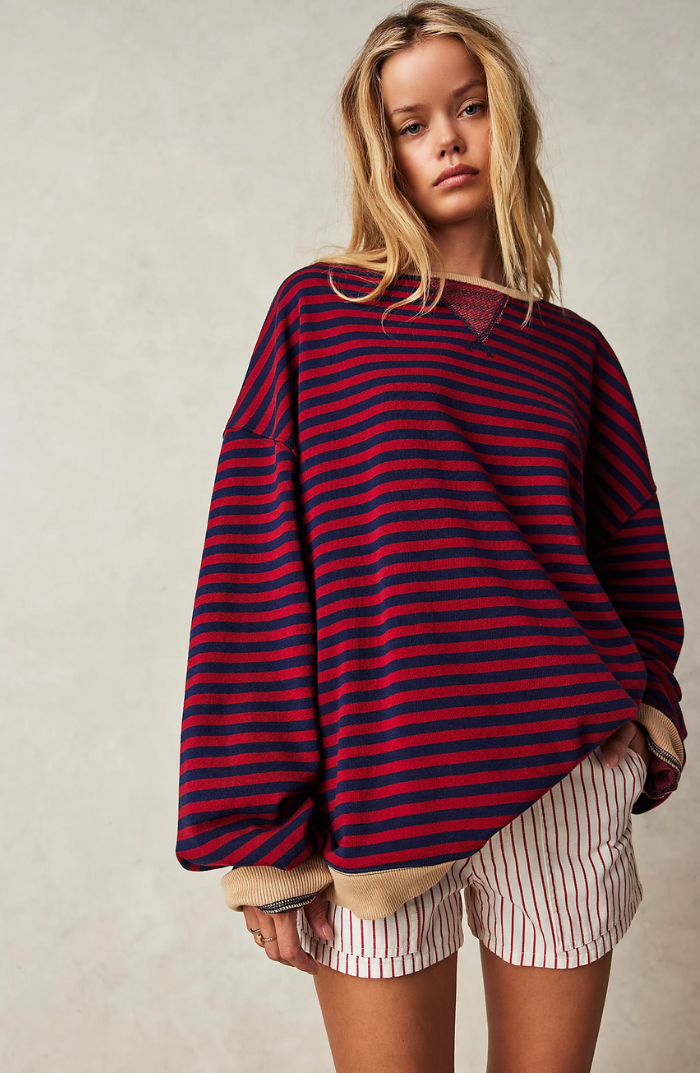Women's Printed Crew-Neck Sweatshirt – Relaxed Spring Layer