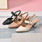 Pointed-Toe Slingback Block Heels