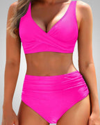 Wrap Top High-Waist Bikini Set – Summer Two-Piece Swimwear | Meave & Ivy