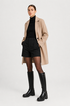 Knee-High Biker Boots with Harness and Cleated Sole