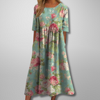 Floral Print Relaxed Midi Dress with Pockets