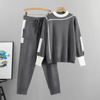 Women's Contrast Trim Long-Sleeve Sweatshirt and Jogger Trousers Set