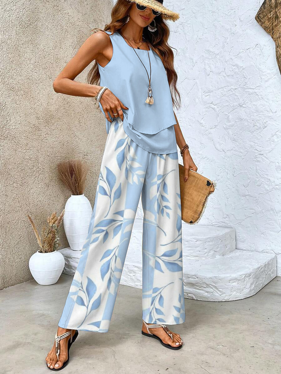 Two-Piece Tank & Wide-Leg Trouser Set