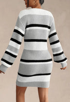 Women's Fitted Ribbed Knit Mini Sweater Dress