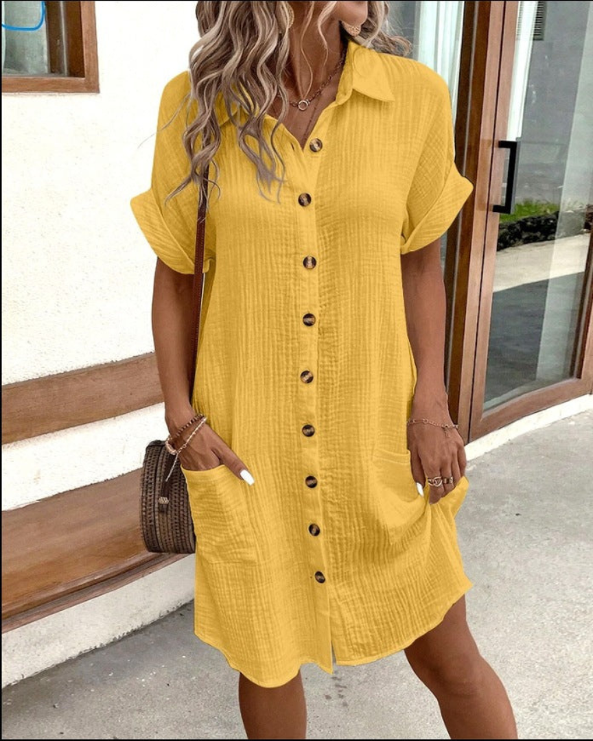 Long Sleeve Button-Up Shirt Dress | Meave & Ivy
