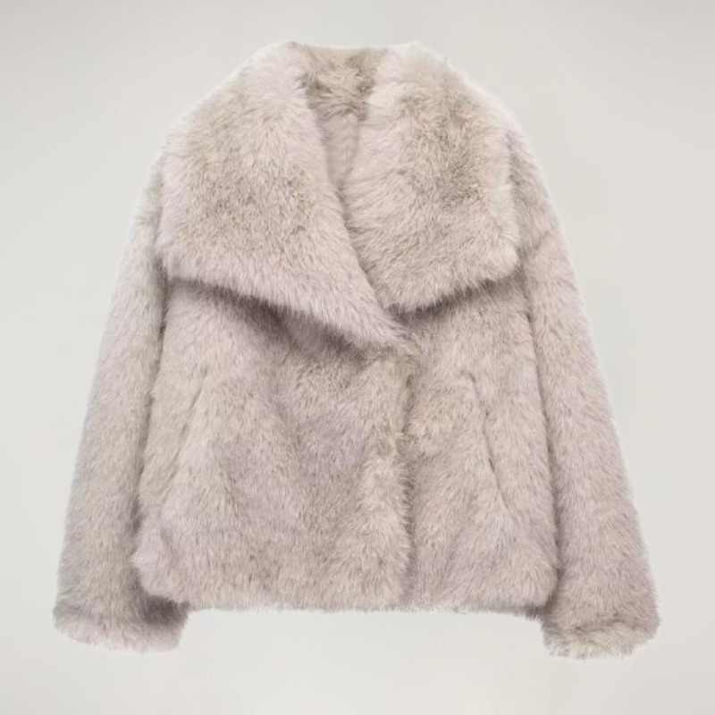 Faux Fur Winter Coat with Wide Collar – Soft Luxury Coat