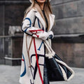 Women's Elegant Longline Winter Coat with Statement Printed Design