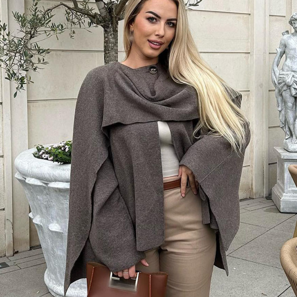 Oversized Wrap Coat with Elegant Draping – Women's Belted Coat