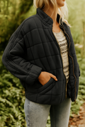 Quilted Jacket with Stand Collar – Clean Sleek Lines