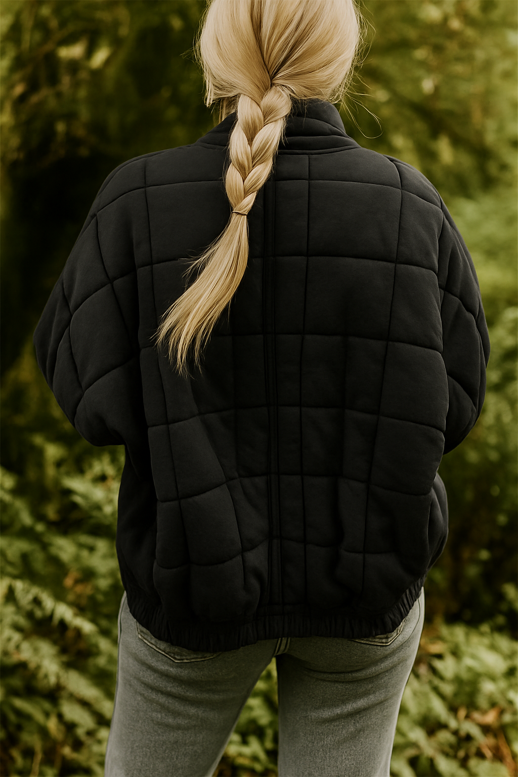 Quilted Jacket with Stand Collar – Clean Sleek Lines