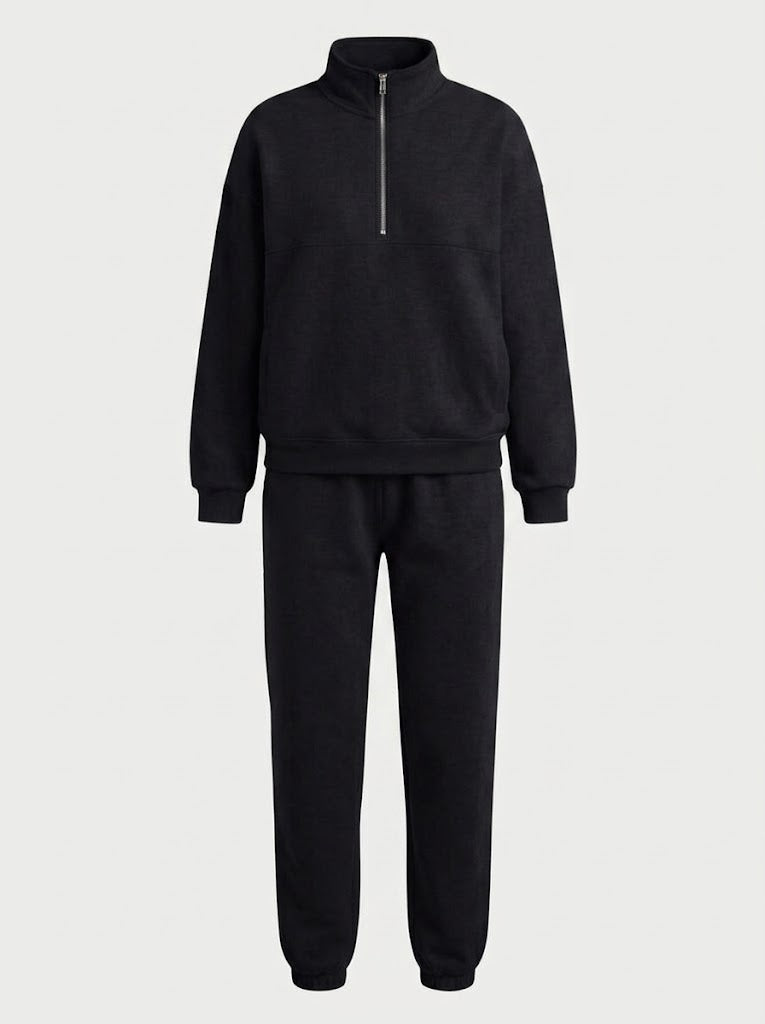 Women's Half-Zip Sweatshirt Set – Relaxed Jogger Outfit