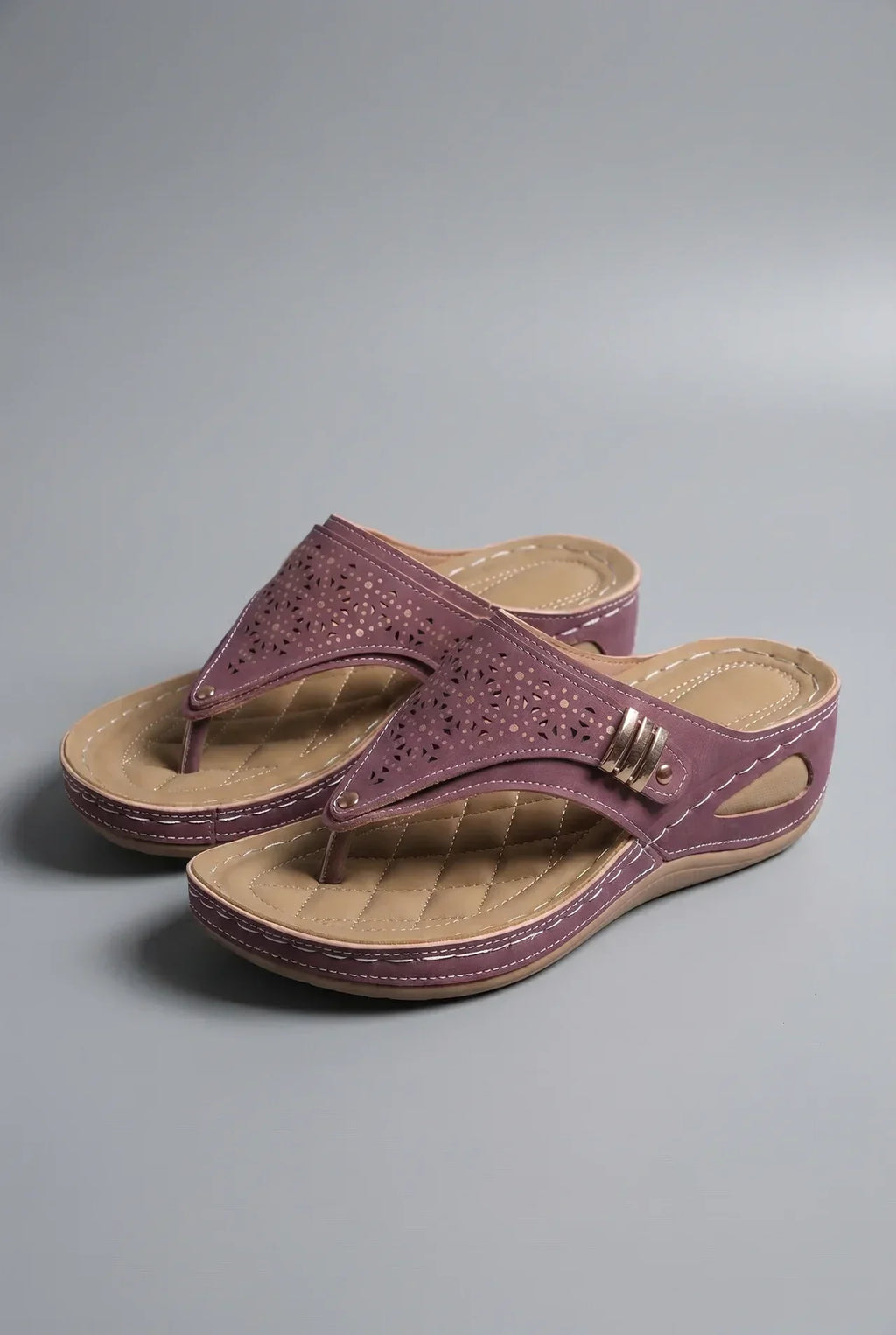 Wide Fit Wedge Toe Post Walking Sandals - Womens Comfort Sandals | Meave & Ivy