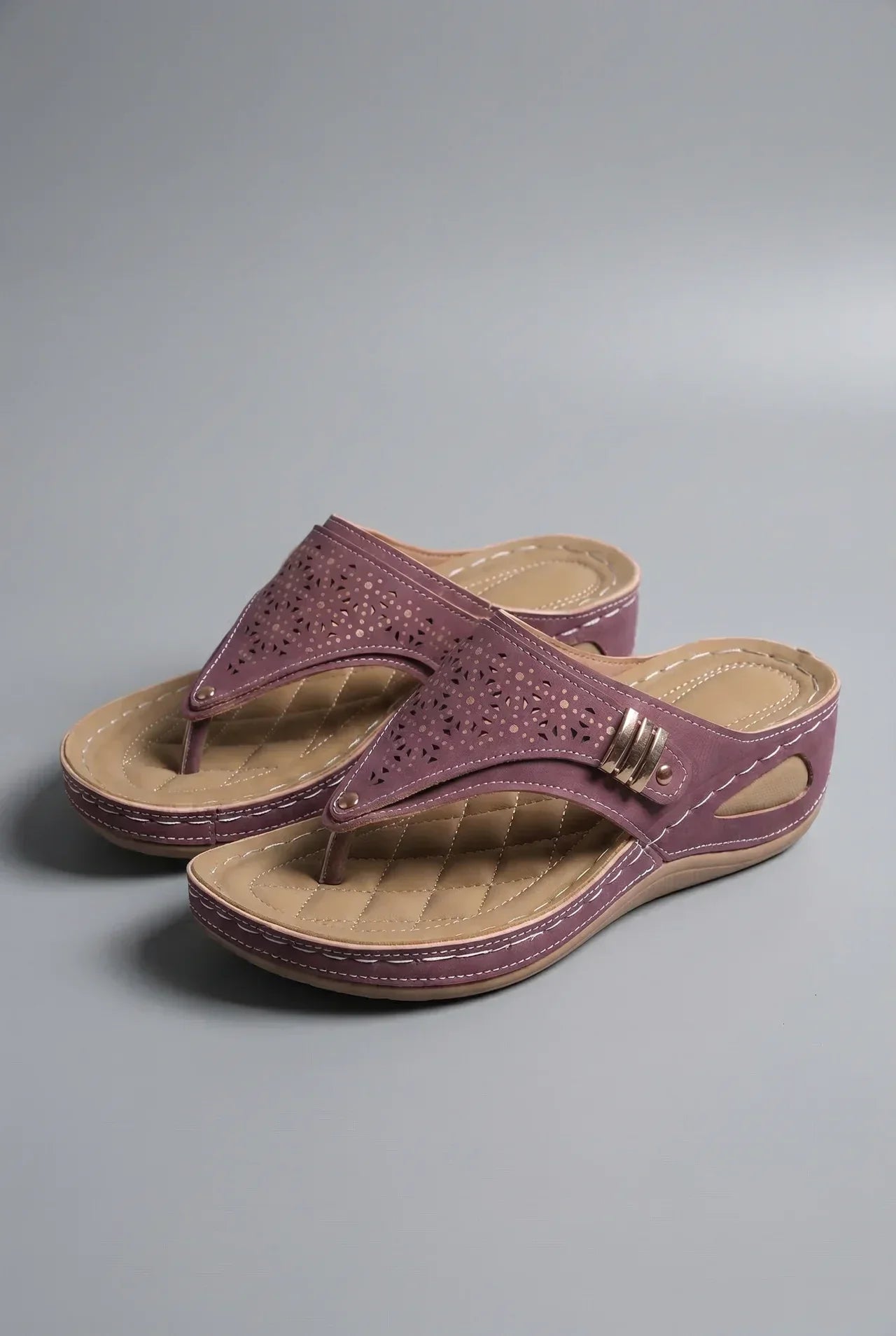 Wide Fit Wedge Toe Post Walking Sandals - Womens Comfort Sandals | Meave & Ivy