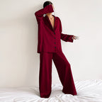 Satin Pyjama Set – Women's Luxury Long Sleeve Button-Up PJ Set