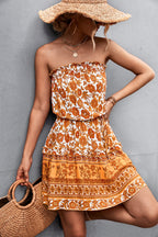 Strapless A-Line Floral Print High Waist Dress | Meave & Ivy