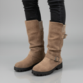 Knit Cuff Ankle Boots with Buckle – Women's Chunky Winter Boots