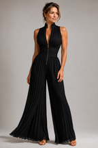 Green Floral Pleated Wide Leg Jumpsuit – Women's Wedding Guest Jumpsuit