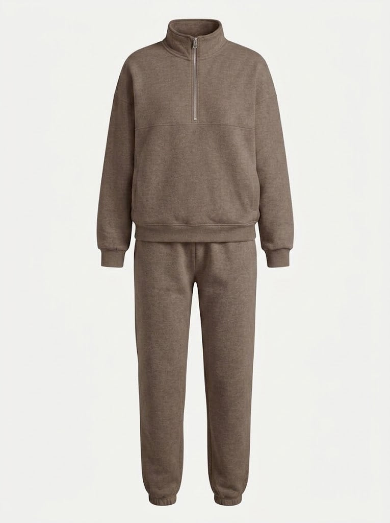 Women's Half-Zip Sweatshirt Set – Relaxed Jogger Outfit