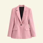 Women's Tailored Single-Breasted Blazer with Notch Lapels and Flap Pockets