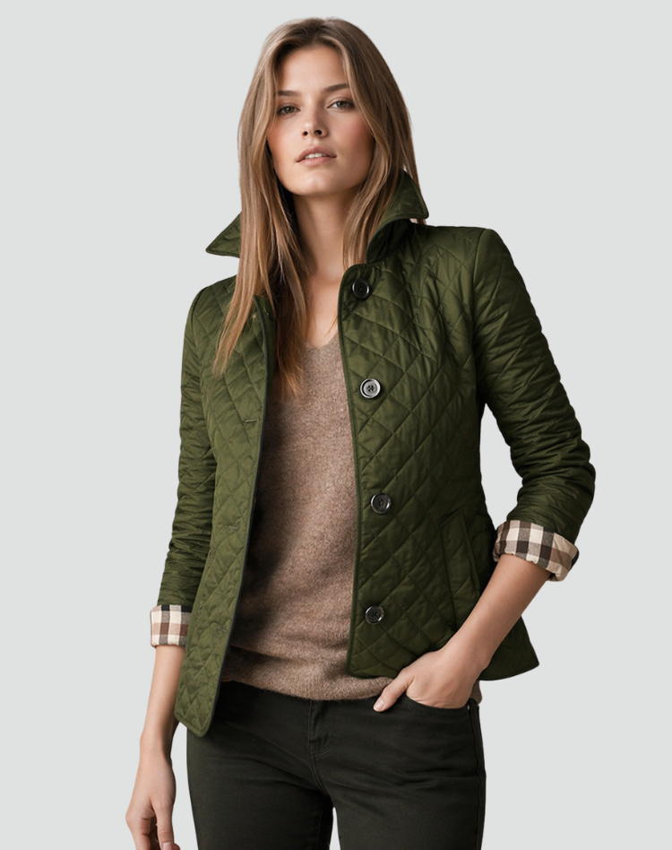 Quilted Transitional Jacket with Collar & Buttons