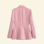 Women's Tailored Single-Breasted Blazer with Notch Lapels and Flap Pockets