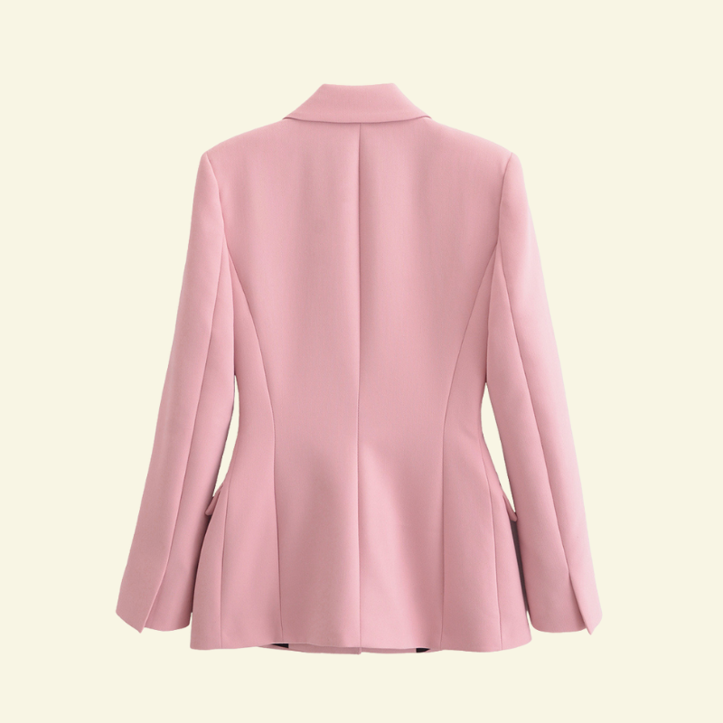 Women's Tailored Single-Breasted Blazer with Notch Lapels and Flap Pockets