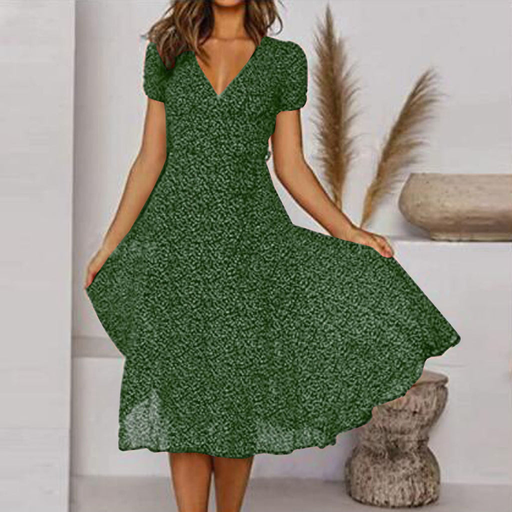 A-Line Dress with V-Neck and Floaty Skirt | Meave & Ivy