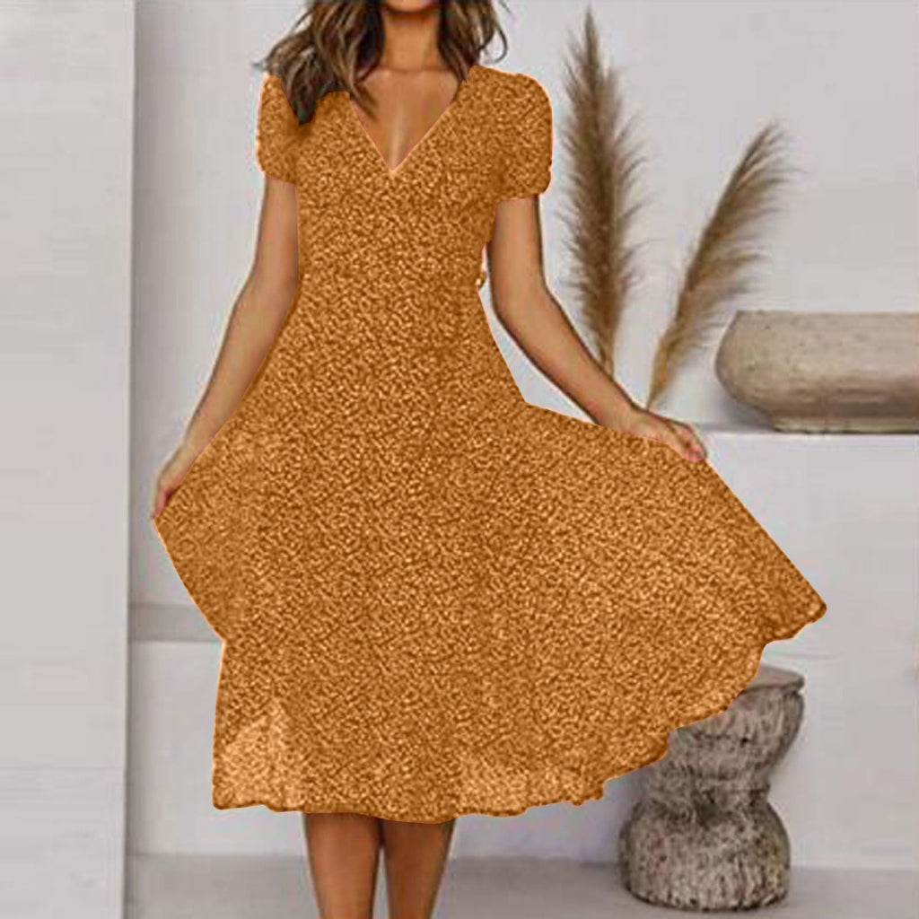 A-Line Dress with V-Neck and Floaty Skirt | Meave & Ivy