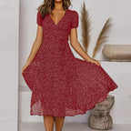 A-Line Dress with V-Neck and Floaty Skirt | Meave & Ivy