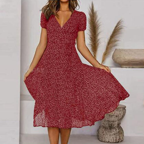 A-Line Dress with V-Neck and Floaty Skirt | Meave & Ivy