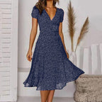 A-Line Dress with V-Neck and Floaty Skirt | Meave & Ivy