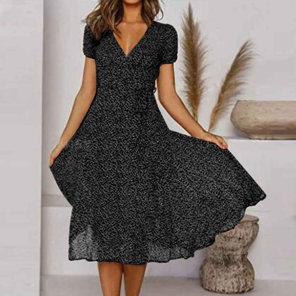 A-Line Dress with V-Neck and Floaty Skirt | Meave & Ivy