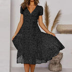 A-Line Dress with V-Neck and Floaty Skirt | Meave & Ivy