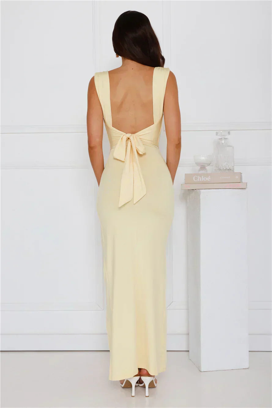 Side Slit Dress with Bow Detail at the Back | Meave & Ivy
