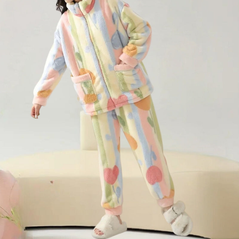 Women's Plush Fleece Zip-Up Jacket and Jogger Trousers Set