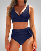 Wrap Top High-Waist Bikini Set – Summer Two-Piece Swimwear | Meave & Ivy
