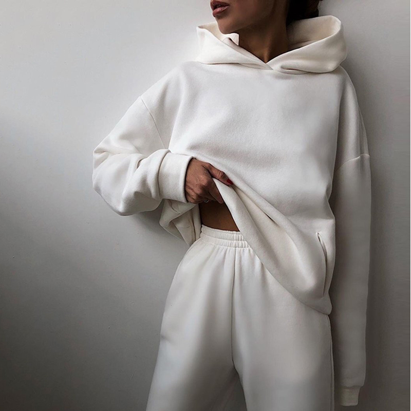 Women's Pullover Hoodie and Jogger Tracksuit Set