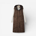 Women's Longline Reversible Quilted Gilet with Hood and Adjustable Waist