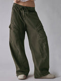 High-Waist Cotton Barrel-Leg Utility Trousers