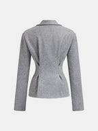 Women's Tailored Tweed Blazer and Pleated Midi Skirt Two-Piece Set