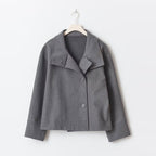 Peacoat Winter Jacket with High Collar – Short Minimalist Coat