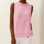 Sleeveless Roll-Neck Linen Top