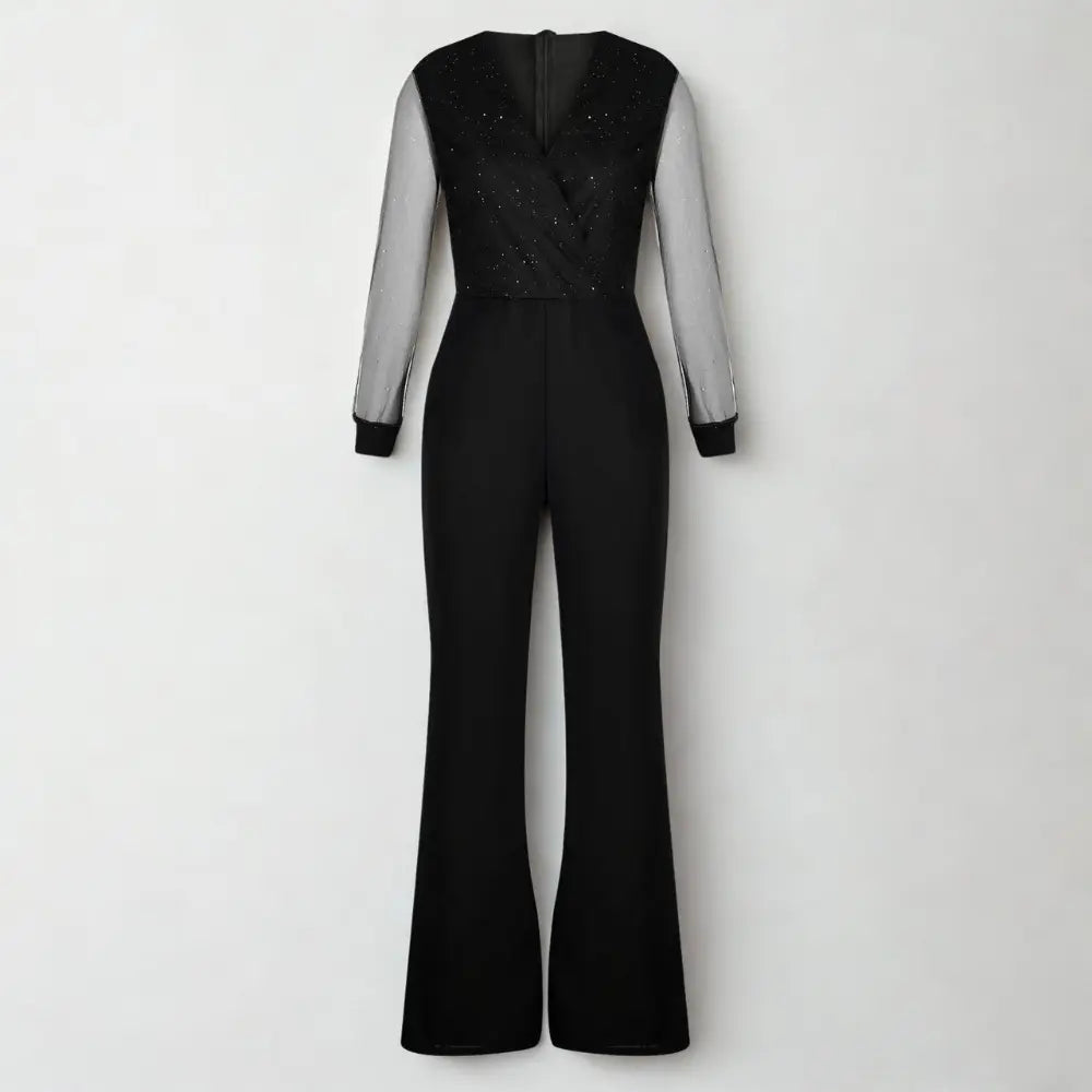 Glitter Top Jumpsuit – Elegant Party Jumpsuit with Straight Legs